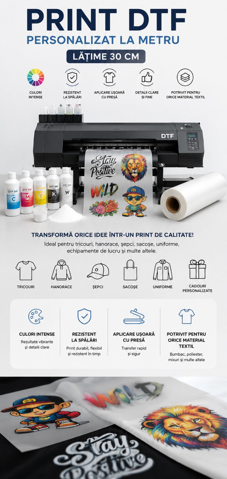 Print DTF Personalizat la Metru – Lățime 30 cm